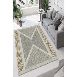 Conceptum Hypnose W878 - Tepih u Bež, Zlatnoj i Crnoj Boji (80 x 120 cm)