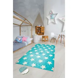 Conceptum Hypnose Yıldız - Plavi Višebojni Tepih (100 x 160 cm)