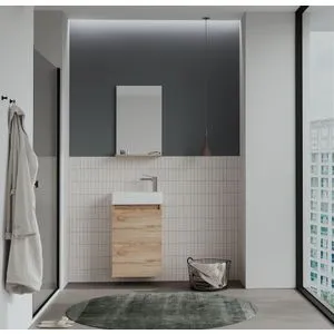 Conza 45 - 157 Oak Bathroom Cabinet With Sink &amp; Mirror Set (2 Pieces)