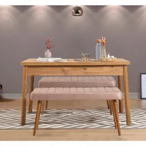 Costa 0900 - Atlantic Pine, Stone Atlantic Pine
Stone Dining Table & Bench Set (3 Pieces)