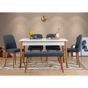 Costa 1048 - 2 AB Atlantic Pine
Navy Blue Table & Chairs Set (6 Pieces)