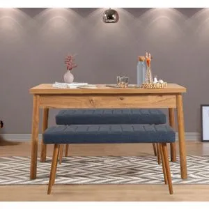 Costa 1048 - Atlantic Pine, Dark Blue Atlantic Pine
Dark Blue Dining Table & Bench Set (3 Pieces)