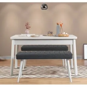 Costa 1053 - Set Trpezarijskog Stola i Klupa (3 Komada) - Bela i Antracit