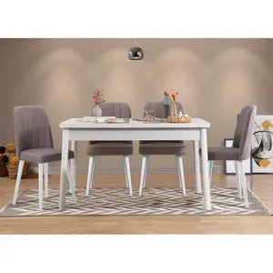 Costa White-Grey White
Grey Table & Chairs Set (5 Pieces)