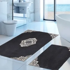 Cot-Klzt5-44 Silver Bathmat Set (2 Pieces)