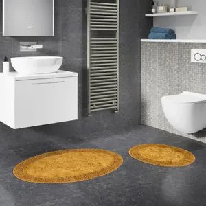 Cottonkt 000218 Mustard Bathmat Set (2 Pieces)