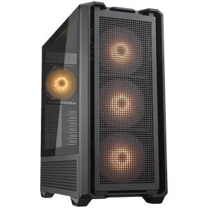 COUGAR | MX600 Black | PC Case | Mid Tower / Mesh Front Panel / 3 x 140mm + 1 x 120mm Fans / Transparent Left Panel