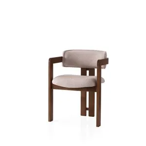 Cozy - 048 Stolica u krem boji sa orahovim okvirom