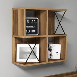 Crna zidna polica Extra - Orah