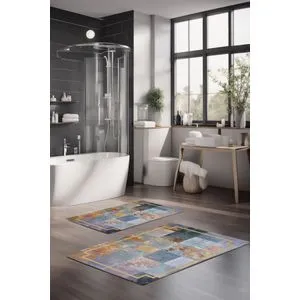 CT-5004 Multicolor Bathmat Set (2 Pieces)