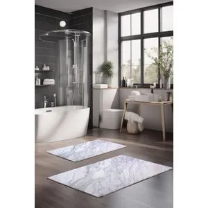 CT-5034 - Blue Multicolor Bathmat Set (2 Pieces)