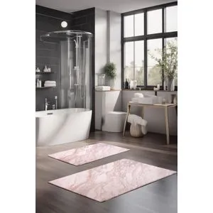 CT-5034 - Pink Multicolor Bathmat Set (2 Pieces)