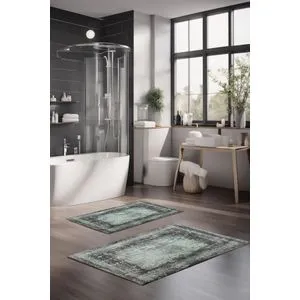 CT-5084 - Blue Multicolor Bathmat Set (2 Pieces)