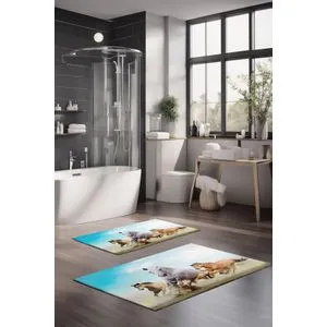CT-5125 Multicolor Bathmat Set (2 Pieces)