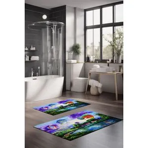 CT-5128 Set Višebojnih Kupatilskih Prostirača (2 Komada)