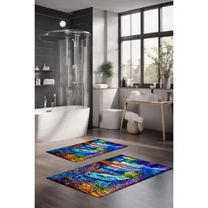 CT-5141 Set Tepiha za Kupatilo u Višebojnoj Boji (2 Komada)