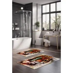 CT-5145 Set Tepiha za Kupatilo u Višebojnoj Boji (2 Komada)