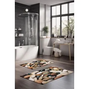 CT-5183 Multicolor Bathmat Set (2 Pieces)