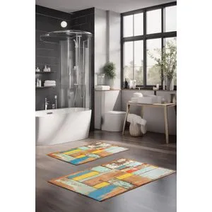 CT-5250 Set Višebojnih Kupatilskih Prostirača (2 Komada)