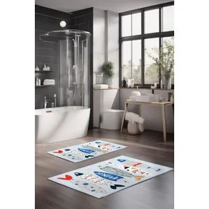 CT-5275 Multicolor Bathmat Set (2 Pieces)
