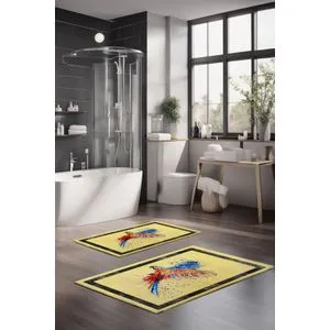 CT-5364 - Yellow Multicolor Bathmat Set (2 Pieces)