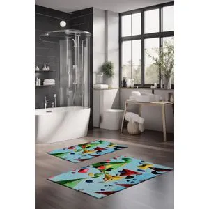 CT-5366 Set Višebojnih Kupatilskih Prostirača (2 Komada)