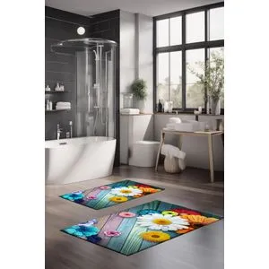 CT-5374 Set Višebojnih Kupatilskih Prostirača (2 Komada)