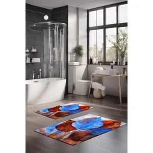 CT-5412 Multicolor Bathmat Set (2 Pieces)