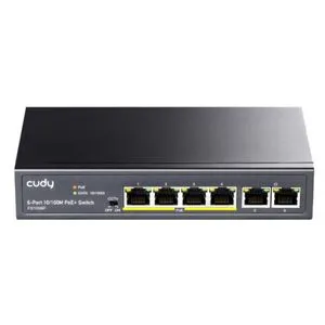 Cudy FS1006P 6-Port 10/100M PoE+ Switch, 60W internal max 32W/PoE, UPLINK, 250m (alt.PFS3006-4ET-60)