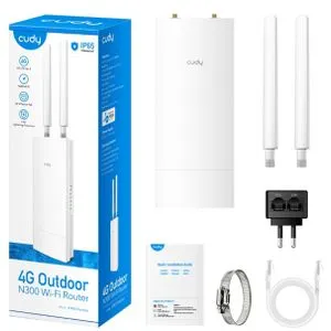 Cudy LT400 Outdoor 4G LTE Cat 4 N300 Wi-Fi Router, Nano SIM Slot, 10/100Mbps WAN/LAN
