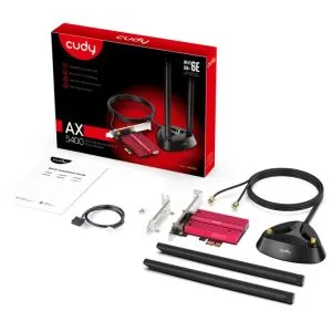 Cudy WE4000 AX5400 Wi-Fi 6/6E Bluetooth 5.2 PCIe Adapter, Tri-Band 2,4G/5G/6G, 2x5dBi Antenna