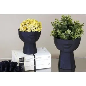 CY0453 Black Decorative Pot Set (2 Pieces)