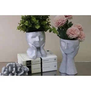 CY0455 Silver Decorative Pot Set (2 Pieces)