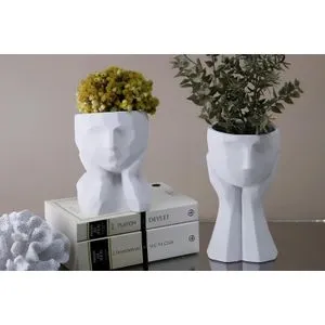 CY0456 White Decorative Pot Set (2 Pieces)