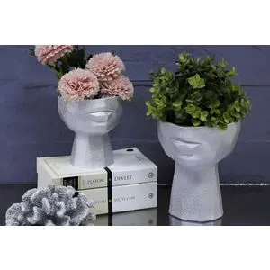 CY0459 Silver Decorative Pot Set (2 Pieces)