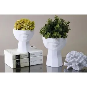 CY0460 White Decorative Pot Set (2 Pieces)