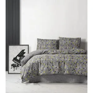 Dama - Žuti Ranforce Set Posteljine za Kraljevski Krevet