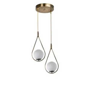 Damla 2 Li Tepsili Beyaz Camlı Eskitme Sarkıt White Copper Chandelier