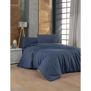 Dark Blue Dark Blue Ranforce Single XXL Quilt Cover Set (DE)