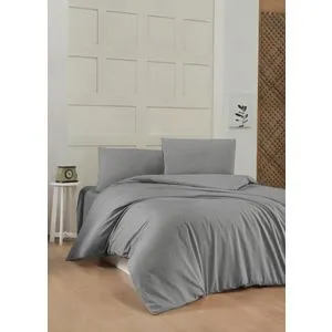 Dark Grey Dark Grey Ranforce Single Quilt Cover Set (DE)