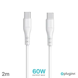 Data kabl Pluginn PI-PD 60W Type C na Type C beli 2m