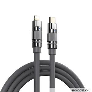 Data kabl REMAX Wefon 20W Zinc-Alloy Elastic with Light RC-C053 (type C-Lightning) siva