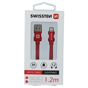 Data kabl tekstil USB na iPhone 1.2m crveni, SWISSTEN