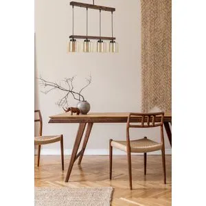 David 4 lü sıralı ceviz bal camlı sarkıt Vintage Luster