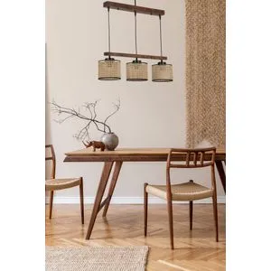 David Vintage Luster sa 3 Rattan Abažura od Oraha