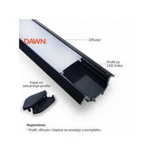 DAWN Led profil LL-ALP007-R komplet crni