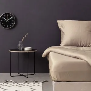 De Beige Beige Satin Single Large Fitted Sheet (FR)