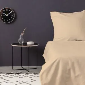 De Beige Beige Satin Single XXL Quilt Cover Set (DE)