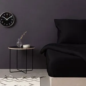 De Black Black Satin Single Large Fitted Sheet (FR)