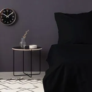 De Black Black Satin Single Quilt Cover Set (DE)